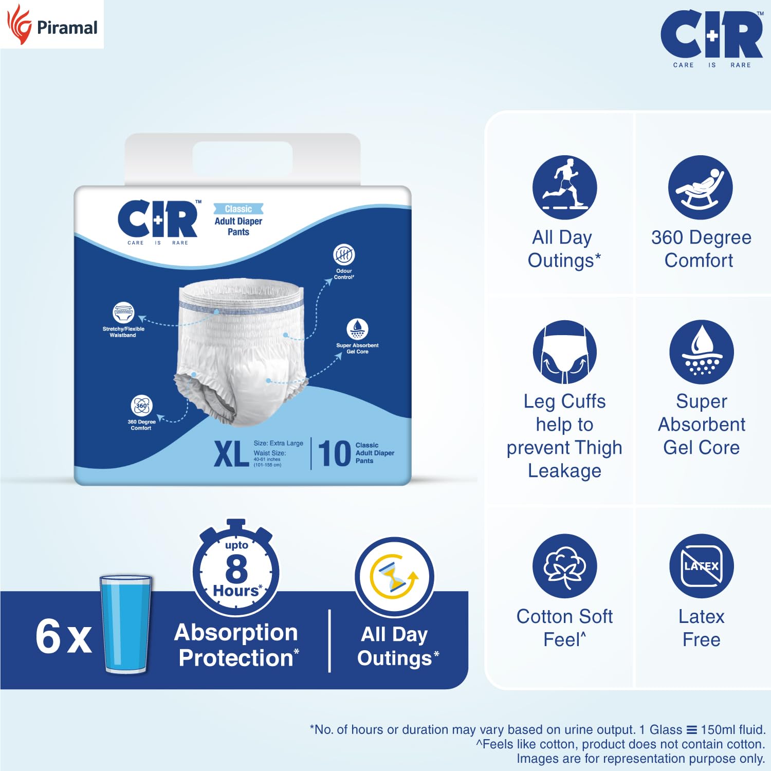 CIR Adult Diapers Pants - Extra Large (40" - 61")