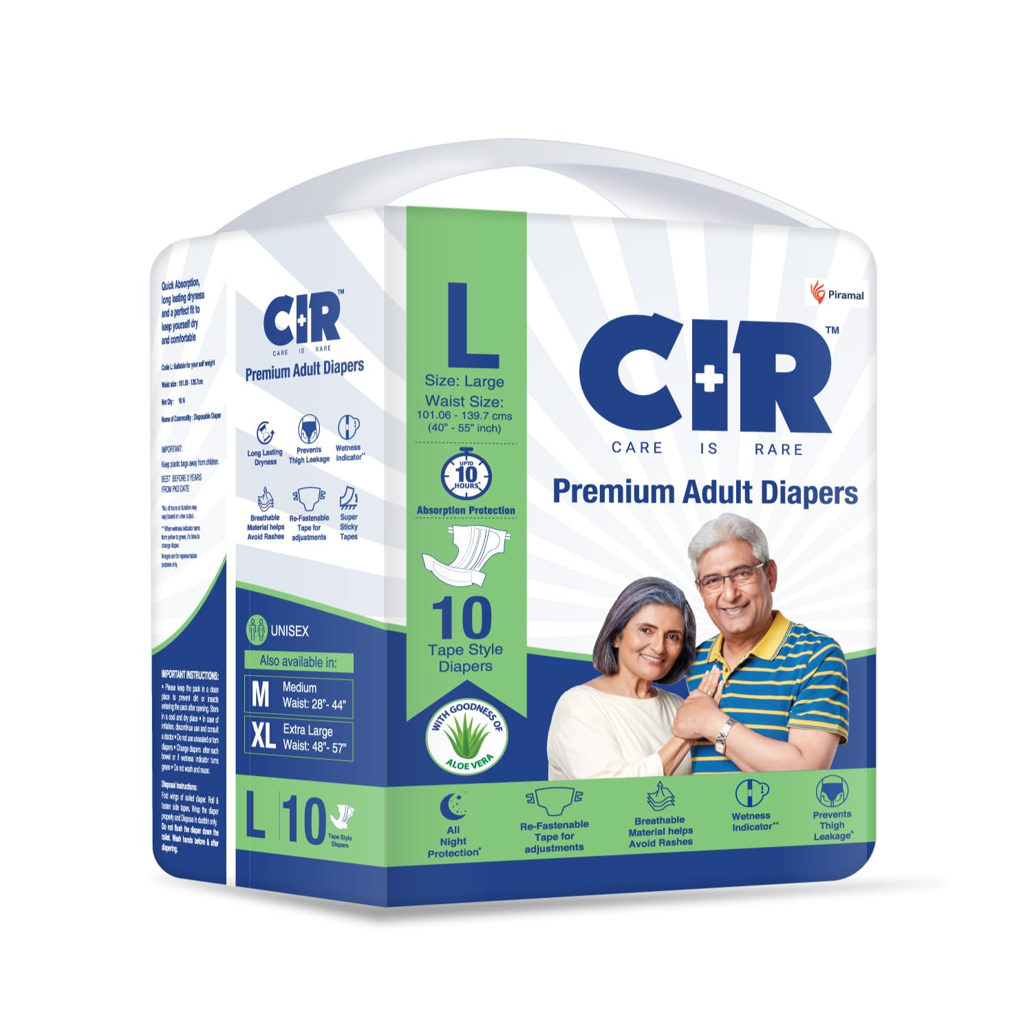 CIR Premium Adult Diapers - Large (40" - 55")