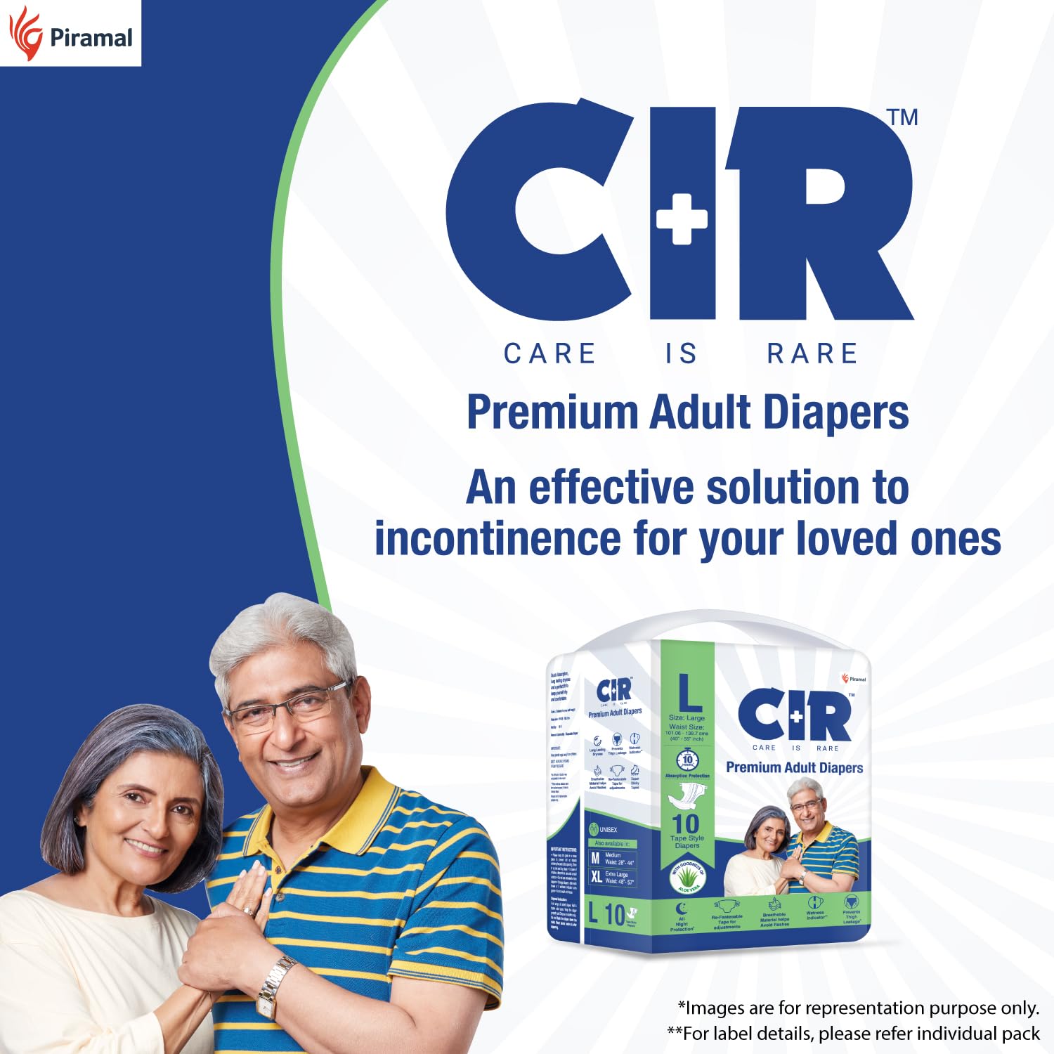 CIR Premium Adult Diapers - Large (40" - 55")