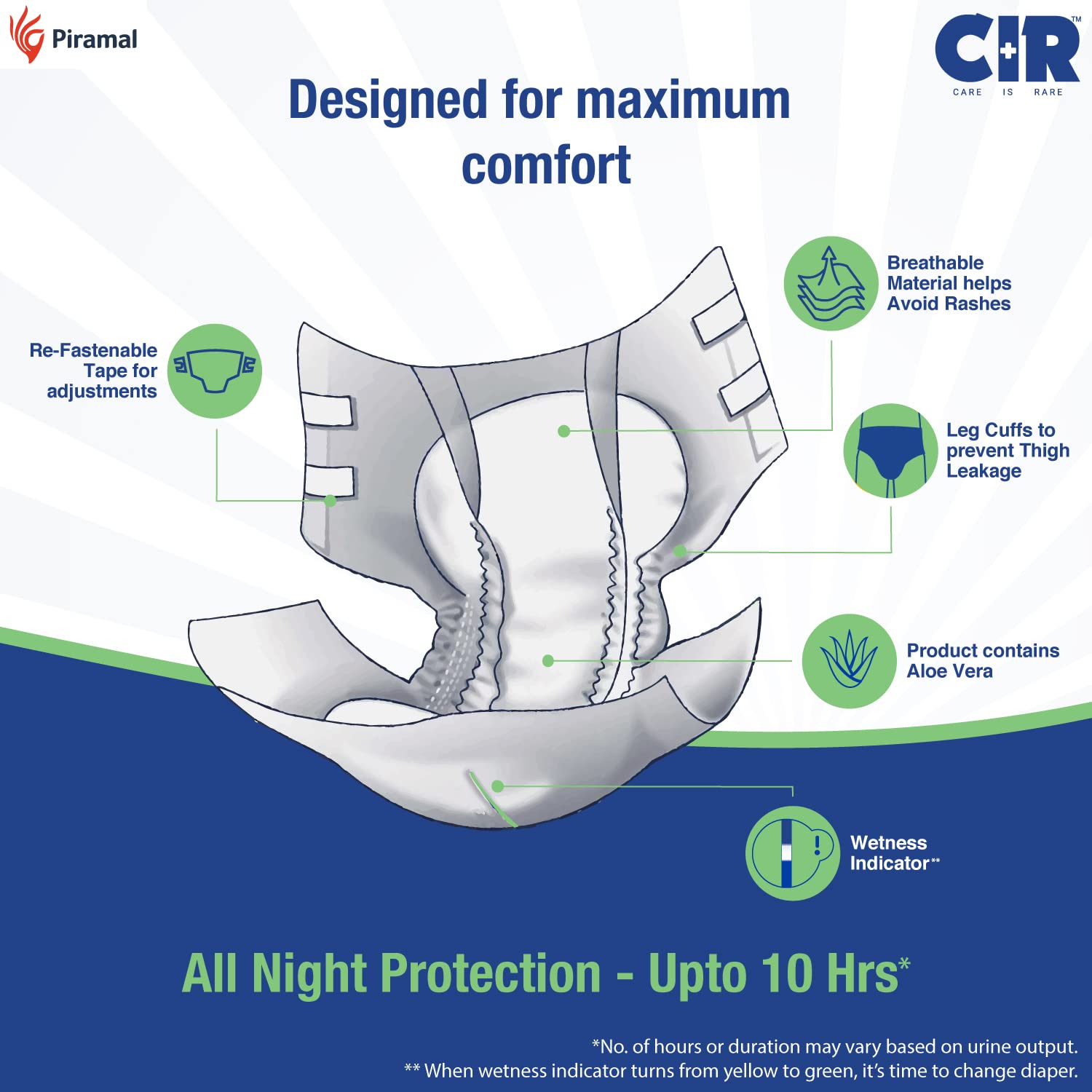 CIR Premium Adult Diapers - Large (40" - 55")