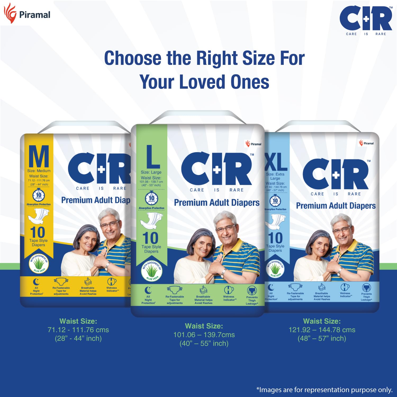 CIR Premium Adult Diapers - Large (40" - 55")