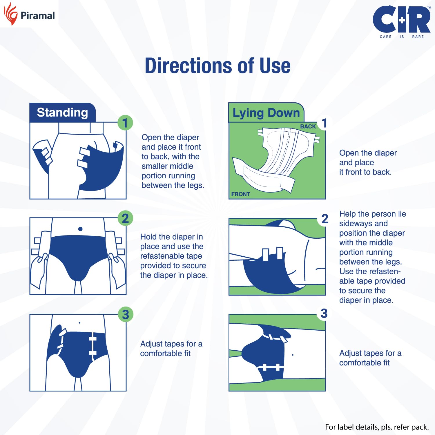 CIR Premium Adult Diapers - Large (40" - 55")