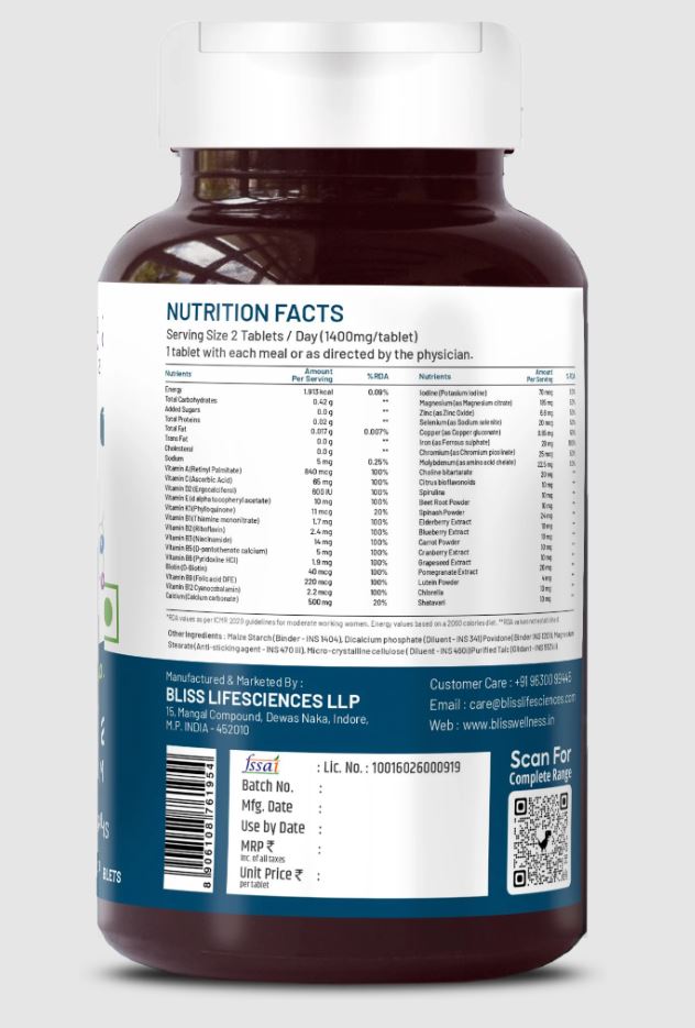 Bliss Welness Vitabliss Women's Multivitamin Tablets