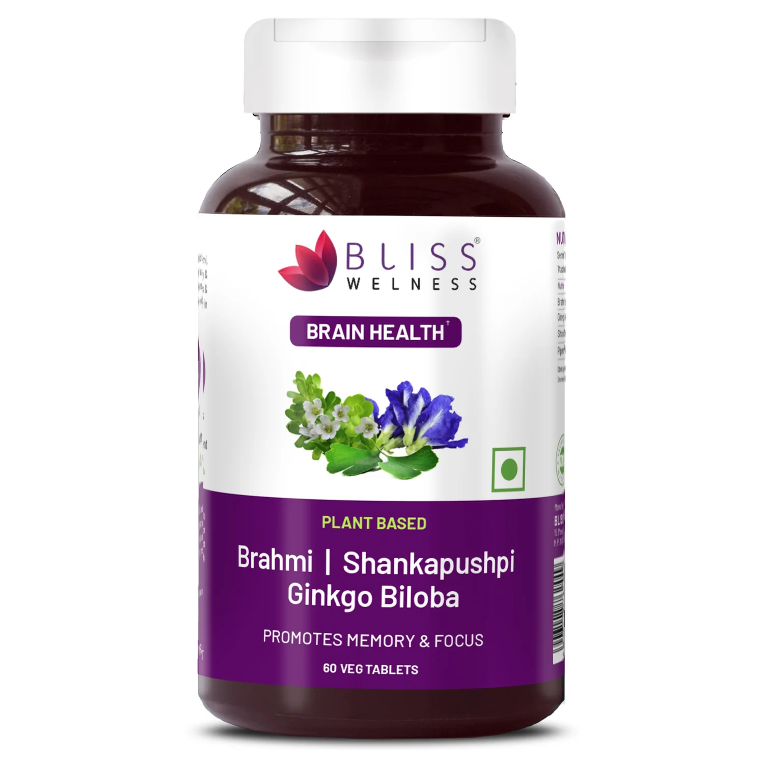 Bliss Welness Brahmi + Shankapushpi + Gingko Bilboa Capsules