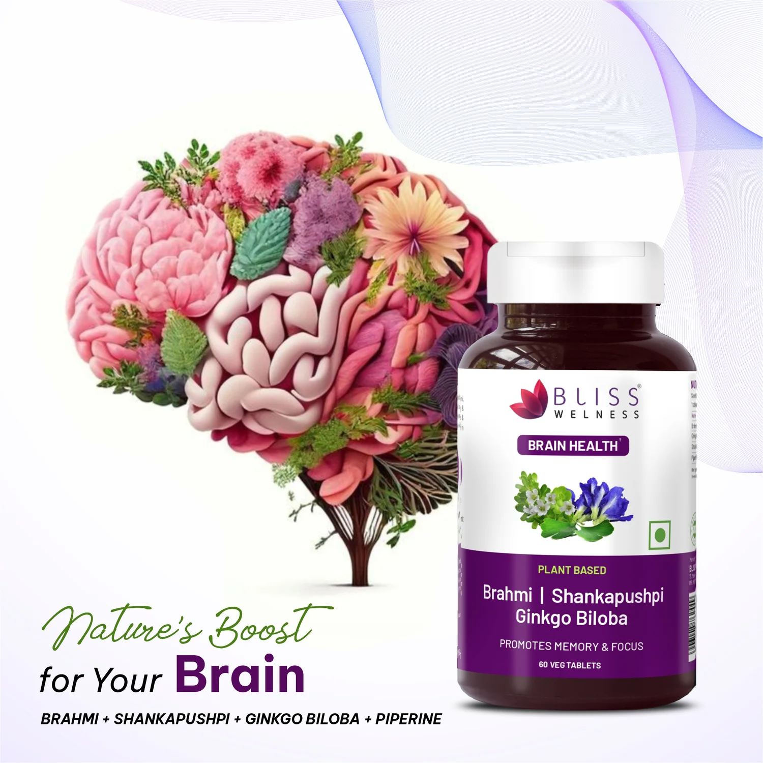 Bliss Welness Brahmi + Shankapushpi + Gingko Bilboa Capsules